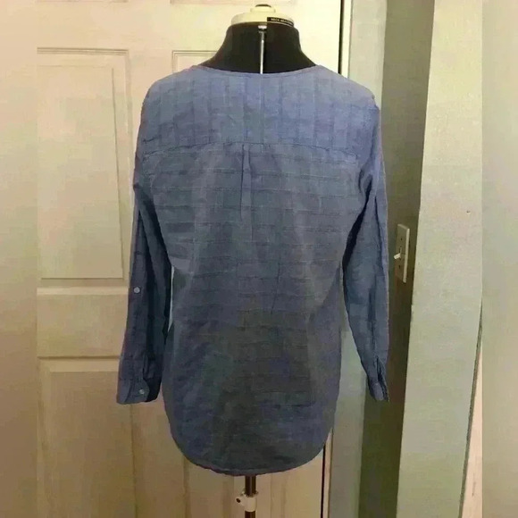 FADED GLORY FRENCH BLUE SUMMER TOP LONG SLEEVE LARGE - Picture 4 of 5